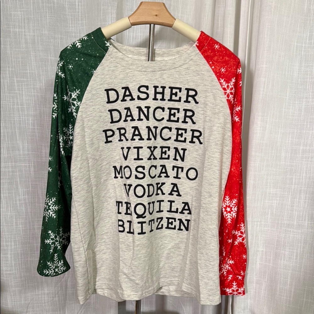Vibrant Green and Red Crew Neck Sweater
